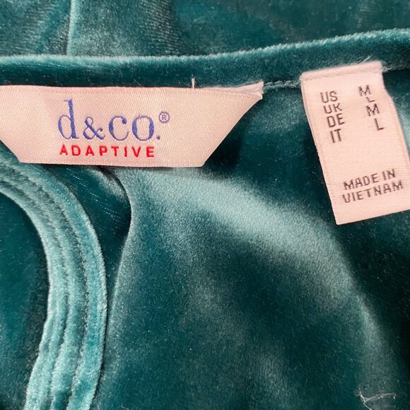 Teal Velvet D&Co Adaptive Midi Dress With Keyhole Back & 3/4 Sleeves Womens M/L - Picture 6 of 7